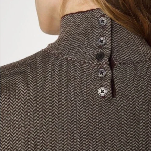 Ralph Lauren Faux-Leather-Trim Wool Dress - Picture 2 of 3